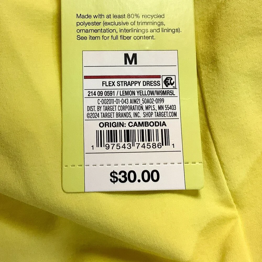 Strappy Dress /Jumper / Skort Medium Yellow Straps Pockets NWT. Target